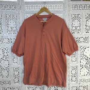 Vtg Banana Republic Orange Henley T Shirt Mens Large Retro Streetwear Casual